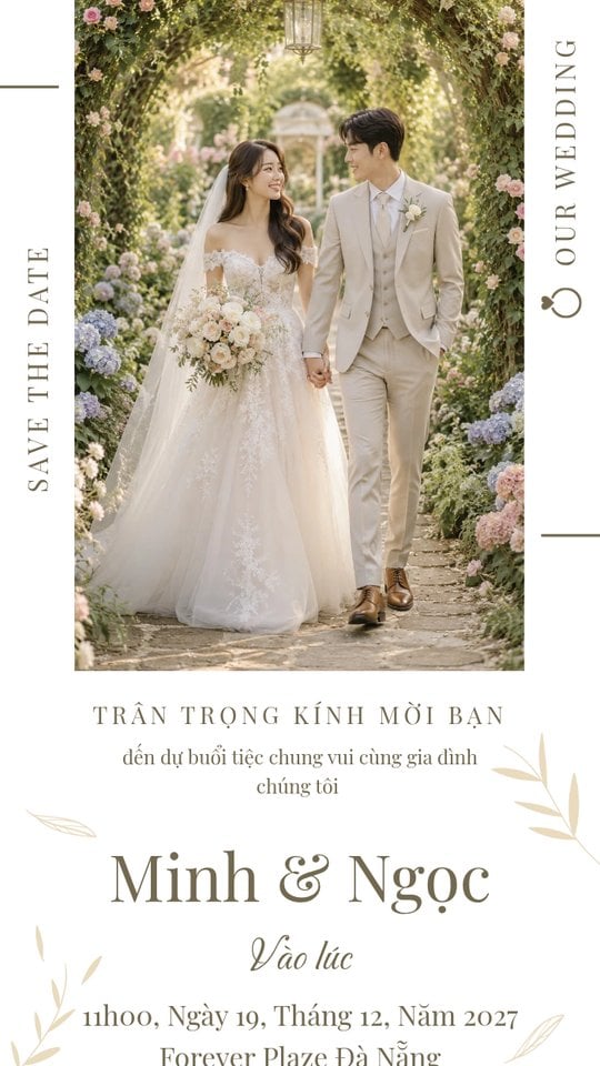 Mẫu thiệp cưới online: Modern Heirloom