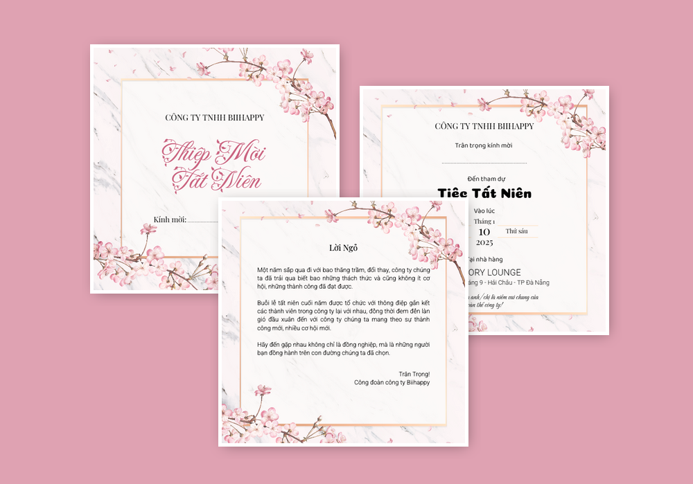Thiệp Mời Tất Niên Hòa Sắc Anh Đào | Thiệp mời online | invitePRO