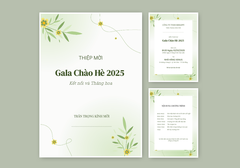 Mẫu thiệp mời sự kiện / dự tiệc Thanh Lịch, Hoa Lá, Hiện Đại 583 | Thiệp mời online | Thiệp mời Sự kiện / Dự tiệc