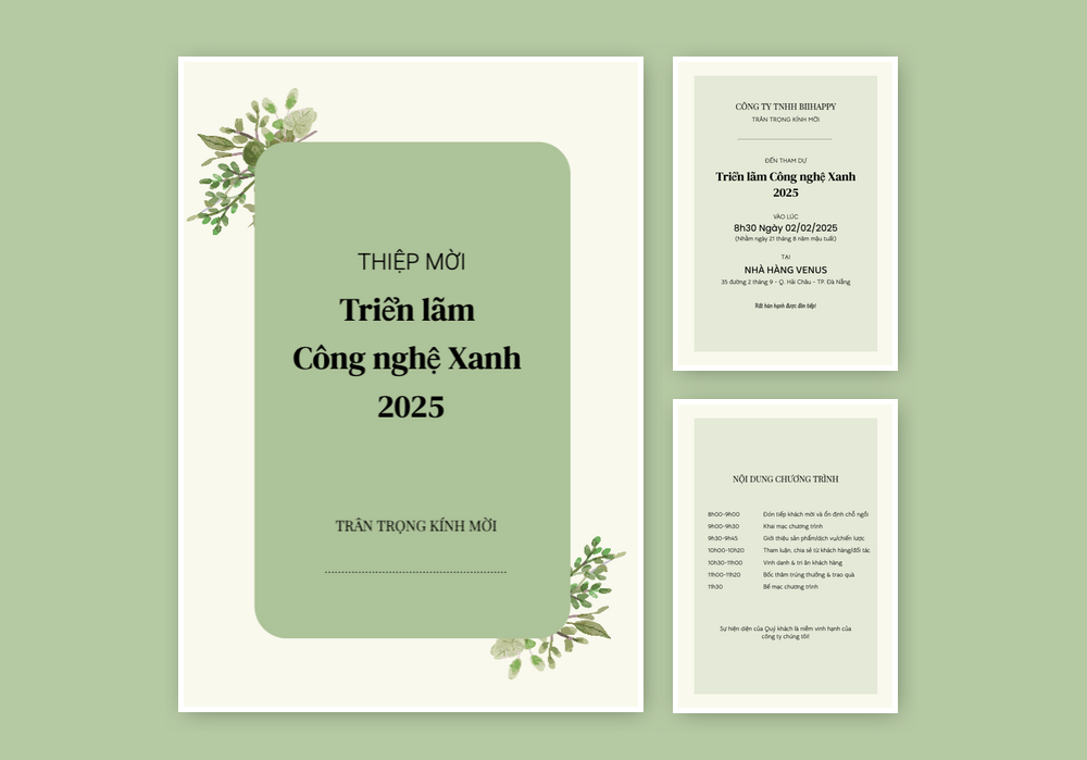 Mẫu thiệp mời sự kiện / dự tiệc Thanh Lịch, Hoa Lá, Hiện Đại 584 | Thiệp mời online | Thiệp mời Sự kiện / Dự tiệc