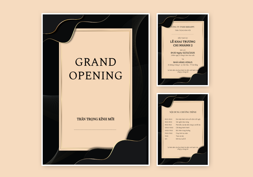 Thiệp khai trương online | Mẫu thiệp khai trương Sang Trọng, Hiện Đại 588 | Thiệp mời online