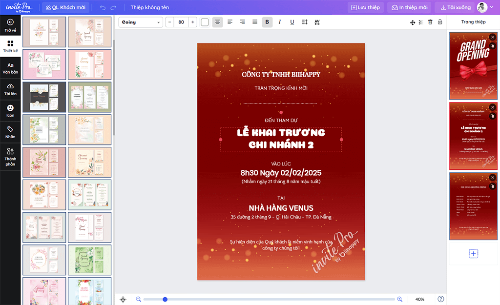 Thiết Kế & Gửi Thiệp Khai Trương Online