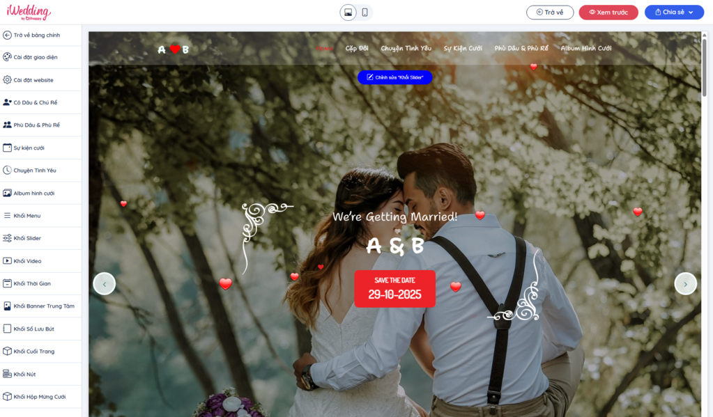 hướng dẫn chỉnh sửa website đám cưới | Thiệp cưới online iWedding!