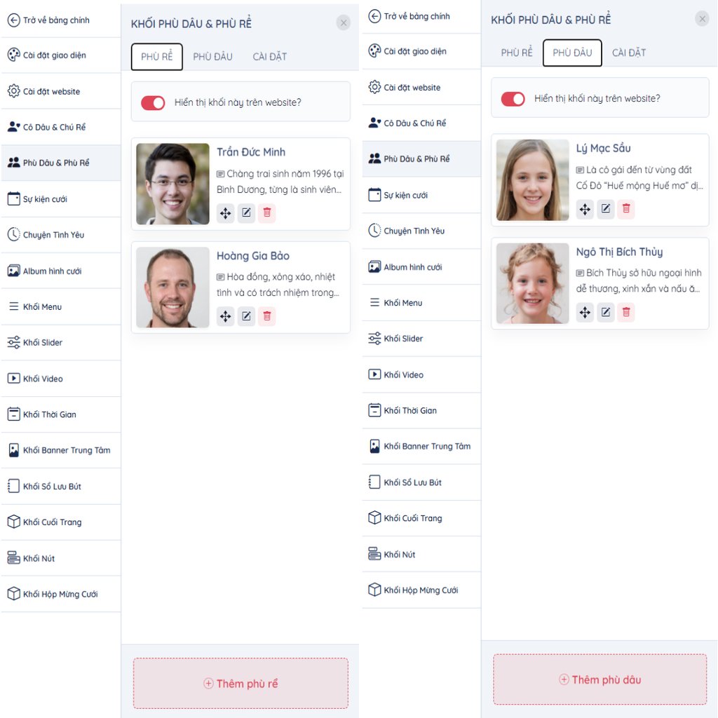 cập nhật thông tin phù dâu phù rể | Thiệp cưới online iWedding!