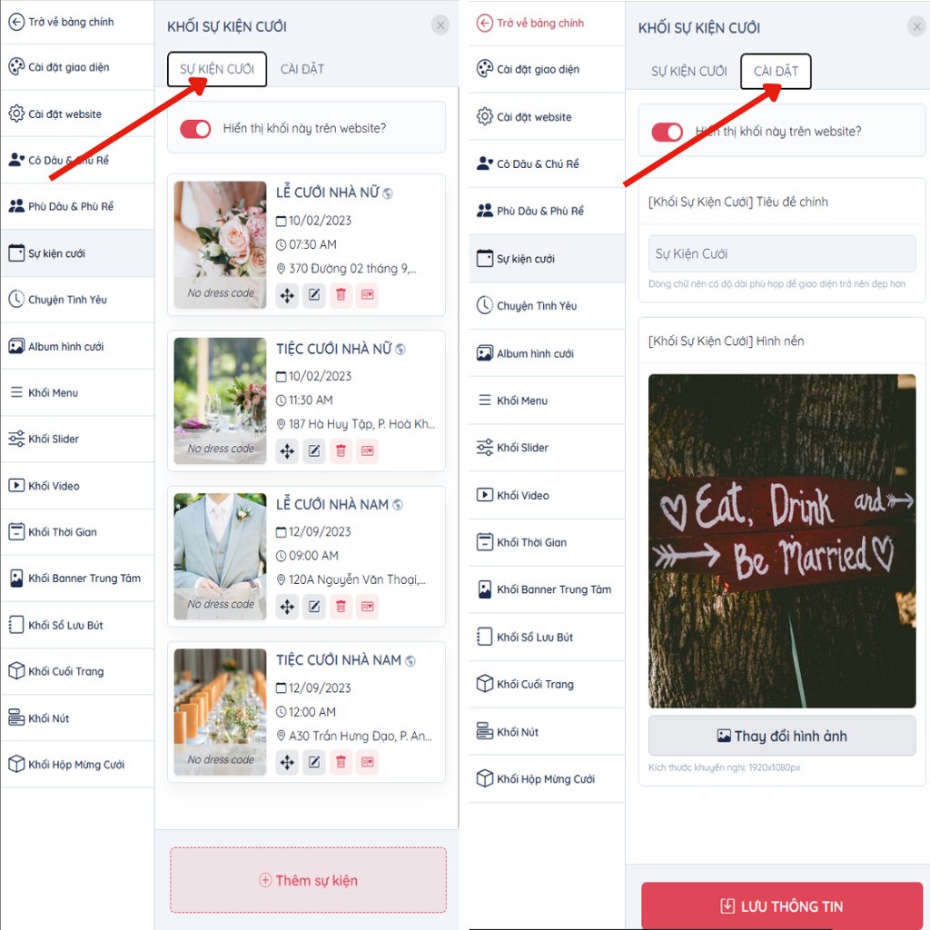 các tạo sự kiện cưới của đôi bạn | Thiệp cưới online iWedding!